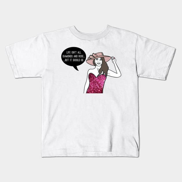 Diamonds and Rosé Kids T-Shirt by Katsillustration